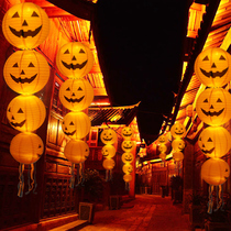 Halloween paper lantern pendant A pair of hanging decorations Jack-o-lantern bar shopping mall kindergarten scene layout