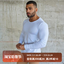 Muscle captain Fitness long sleeve tights Mens sports brothers running crew neck T-shirt base long sleeve shirt training suit