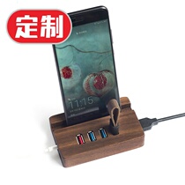 Creative Black Walnut Wood Logo Custom Gift Computer Notebook USB3 0 Audio splitter HUB Converter