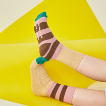 Pear small leisure 2021 autumn new childrens socks striped socks AB asymmetric male and female children cotton tide childrens socks sports style