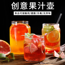 Net red restaurant creative fruit tea cup ins large capacity personalized beverage fruit juice cup milk tea cup glass jar