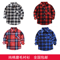 Spring and Autumn New Boy Shirt in Big Child Pure Cotton Grinding Grinding Glue Shirt Han Edition for Childrens Long Sleeve Shirt