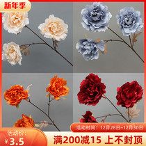 New wedding simulation silk flower 3 peony autumn color Curry wedding road lead flower arrangement background floral soft decoration landscape