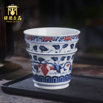 Jingdezhen ceramics full hand painted blue and white glaze black tea filter Tea leak net Tea leaf filter Tea accessories