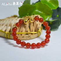 Red Natural Agate Jade Medullary Bell Bracelet Girl Couple Girlfriends Girlfriends Crystal Strings This Life Tiger Year Ornament Birthday Gift
