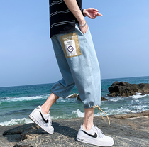 Denim Shorts Male 70% Han Edition Loose Tide Cards Summer Thin 80% Foot Tide Harbor Wind 100 Hitch Pants