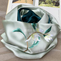 Elegant orchid national style Su embroidered shawl double silk scarf female hand embroidery mother mulberry silk scarf