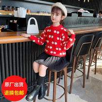 Girls sweater fall winter clothing 2022 new CUHK Childrens foreign air line clothes little girl retro beating undershirt tide