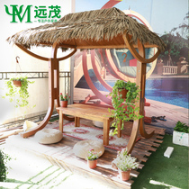 Yuanmao Pavilion outdoor courtyard solid wood anticorrosive wood pavilion thatched pavilion outdoor Villa anticorrosive wood awning