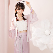 Pool Summer: Monet Song System Straight sleeves Pair Flap Shorts Two-piece Dress Original Improved Hanfu Women China Wind Summer