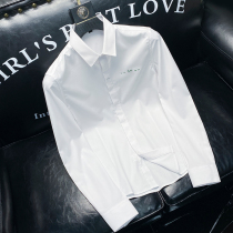 European Station Spring Summer New Butterfly Embroidered White Mens Long Sleeve Blouse for body Chauffers are exempt from scalding and boring