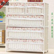 2021 thickened large rattan nightstand Baby childrens cabinet Baby wardrobe Chest of drawers locker drawer storage