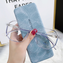 Polygonal ins wind myopia glasses for women with degrees of anti-blue light big face thin plain face transparent eye frame male