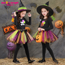 Halloween childrens costumes kindergarten girl witch dress Carnival skeleton pumpkin masquerade party costume