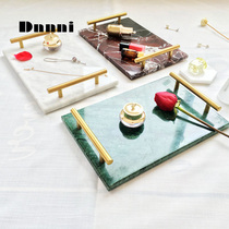 Dnnni European-style metal marble tray model room Hotel bathroom home decoration storage plate Creative decoration