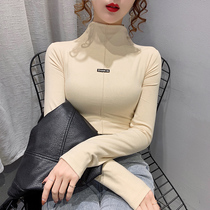 Base shirt Women in autumn and winter with autumn and winter Joker new semi-high neck double-sided de velvet black cationic long sleeve top