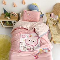 Class A long-staple cotton cotton cloth embroidered childrens kit kindergarten quilt three-piece nap six-piece set of cute bear