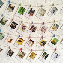 Personality clips on hanging wall Photos Hung Korean Hemp Rope Creativity Small Clip Room Adornment Vinoque Rope Wood