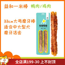 Interest and pet grindle puppies resistant to one bite of a rice stick with large canine bites to the side shepherd Mao Alaska