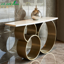 Light luxury porch entrance gate Hotel entry article several times marble porch table semi-round wall narrow table partition cabinet