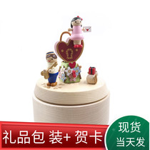 Taiwan jeancard Music box Music box Lovers  Day gift New wedding solid wood rotating girlfriend male