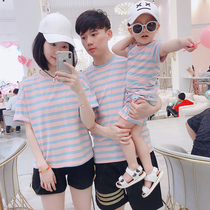 High-end parent-child short-sleeved t-shirt summer dress 2021 new trend a family of three or four foreign-style net red mother and son mother and daughter