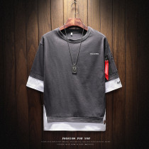  Small size mens short and handsome 160cm155 short-sleeved t-shirt mens half-sleeved Japanese boys fake two-piece top