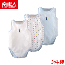 3 pieces of Antarctic baby climbing with sleeveless triangle Harvest men and women Baby Pure Cotton One-piece Dress Bag Fart Summer Thin