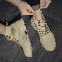 Tide brand Martin boots mens shoes leather British short boots high shoes desert snow boots autumn and winter breathable cotton shoes