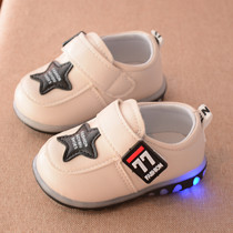  1 year old luminous light baby single shoes Children learn to walk small leather shoes soft leather small boy boy girl baby soft bottom