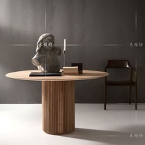 Nordic solid wood round table designer Ash wood Italian model room rock board table negotiation table creative wind