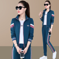 BBQ casual sports suit womens 2020 spring and autumn new Korean version of the trend Western style long-sleeved trousers running three-piece suit