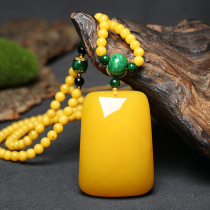Natural old beeswax pendant water drops nothing side brand chicken oil yellow raw stone Amber men and women blood polo sweater chain