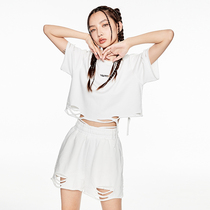 VIA PITTI pants women's summer white shorts thin casual pants summer pants sports pants personality hole