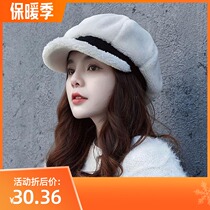 Hat wig one woman autumn winter lamb hair cap warm wool roll duckling hat short curly hair full head