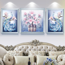 2020 Diamond painting full drill Cross embroidered diamond embroidered new living room with bored peacock stone show restaurant triptych