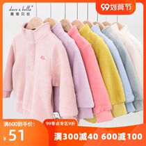 davebella David Bella baby childrens clothing autumn and winter mens clothing baby elephant stand collar plus velvet pullover