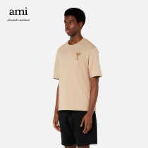 ( New Year's gift )AMI Men's Classic Caring Cotton Leisure Embroidery Round Leader Short Sleeve T-shirt