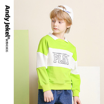 Childrens weaselwear boy tide POLO collar Korean version of knitted sweatshirt foreign air CUHK Childrens blouses College 2022 Chunqiu New