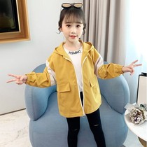 Girls  coat 2021 new spring Korean edition childrens short casual jacket foreign spring and autumn girls tooling windbreaker