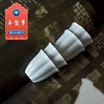 Handmade antique petal Cup Cup white glaze kung fu tea set tea cup tea cup single cup white porcelain flower God Cup Master Cup