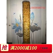 Golden nanmu carving ornaments pillars dragon pillars Guan Gong carving Guanyin Buddha statues cliff cypress landscape root carving office ebony