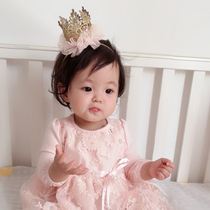 Korean version of the crown baby hairband Female baby hair accessories Childrens accessories headdress flower full moon 100 days photo birthday photography