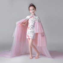 Girl cheongsam skirt Tang suit Chinese style model catwalk country tide Chinese children princess dress evening dress costume summer