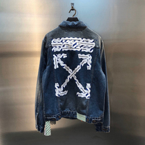OFF OW WHITE denim coat airport cordon men and women autumn winter jacket tide OS loose version 20SS