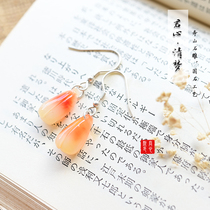 Original handmade earrings boutique Shoushan jade jade jade orchid earrings custom long retro temperament Joker sterling silver