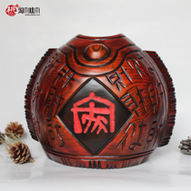 Chinese wooden piggy bank Peach wood home decoration Living room decoration Home wine cabinet decoration decoration Lucky treasure
