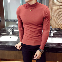 Europe station half high collar sweater male Korean version trendy 2022 autumn winter mens knitwear youth jersey undershirt