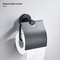 Non-perforated 304 stainless steel black tissue holder Hotel bathroom paper roll wall-mounted toilet paper holder Toilet tissue box