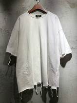 Dongdaemun mens Korea 20 summer short-sleeved t-shirt tide brand mens ins trend broken cut burr top